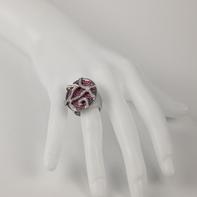 ECJ Collection 18K White Gold Diamond & Pink Sapphire Ring
