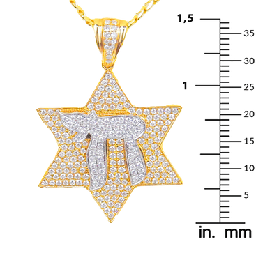 ECJ Collection Star of David 18K Yellow Gold 0.99ctw Diamond Pendant Necklace