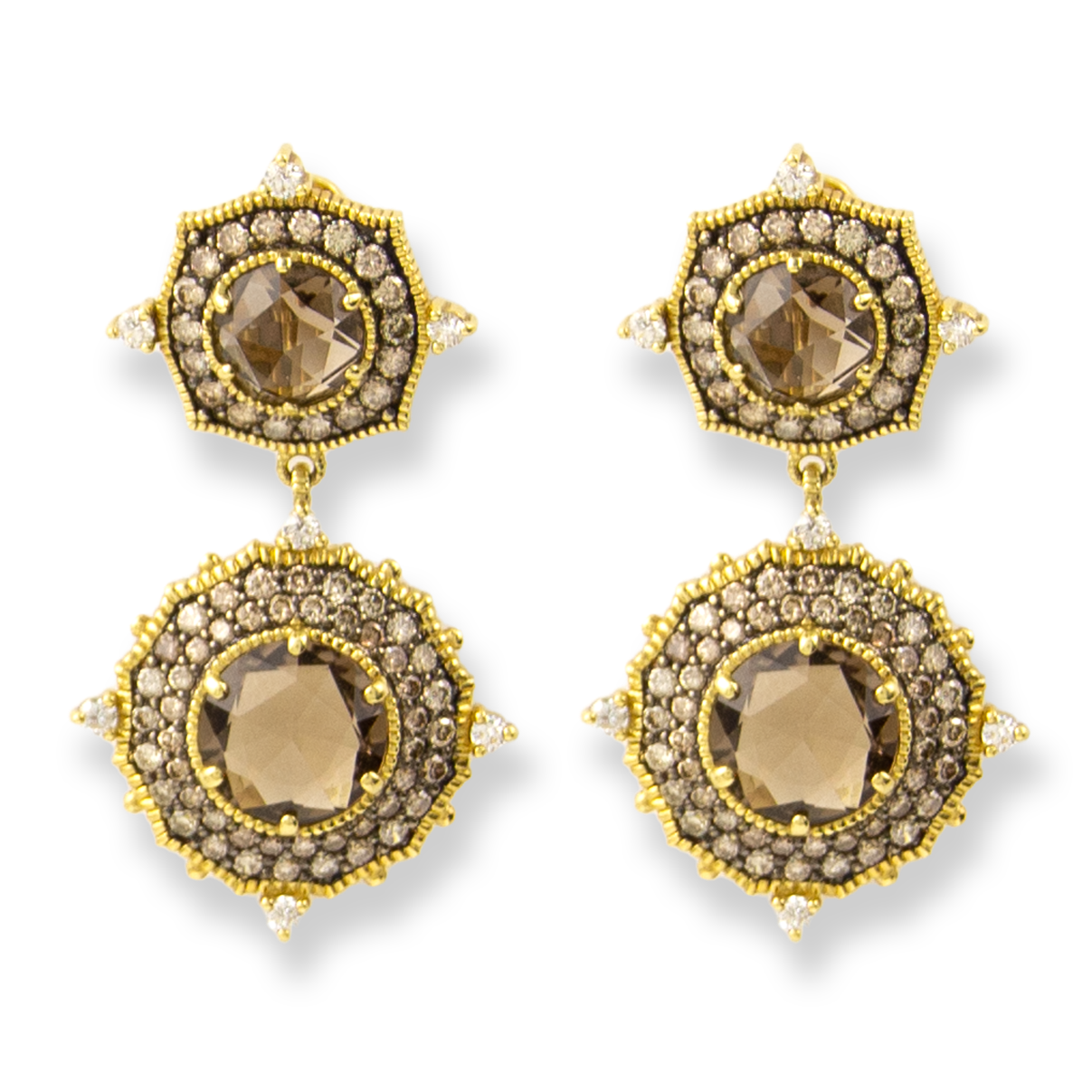 Judith Ripka 18K Yellow Gold Diamond & Quartz Earrings