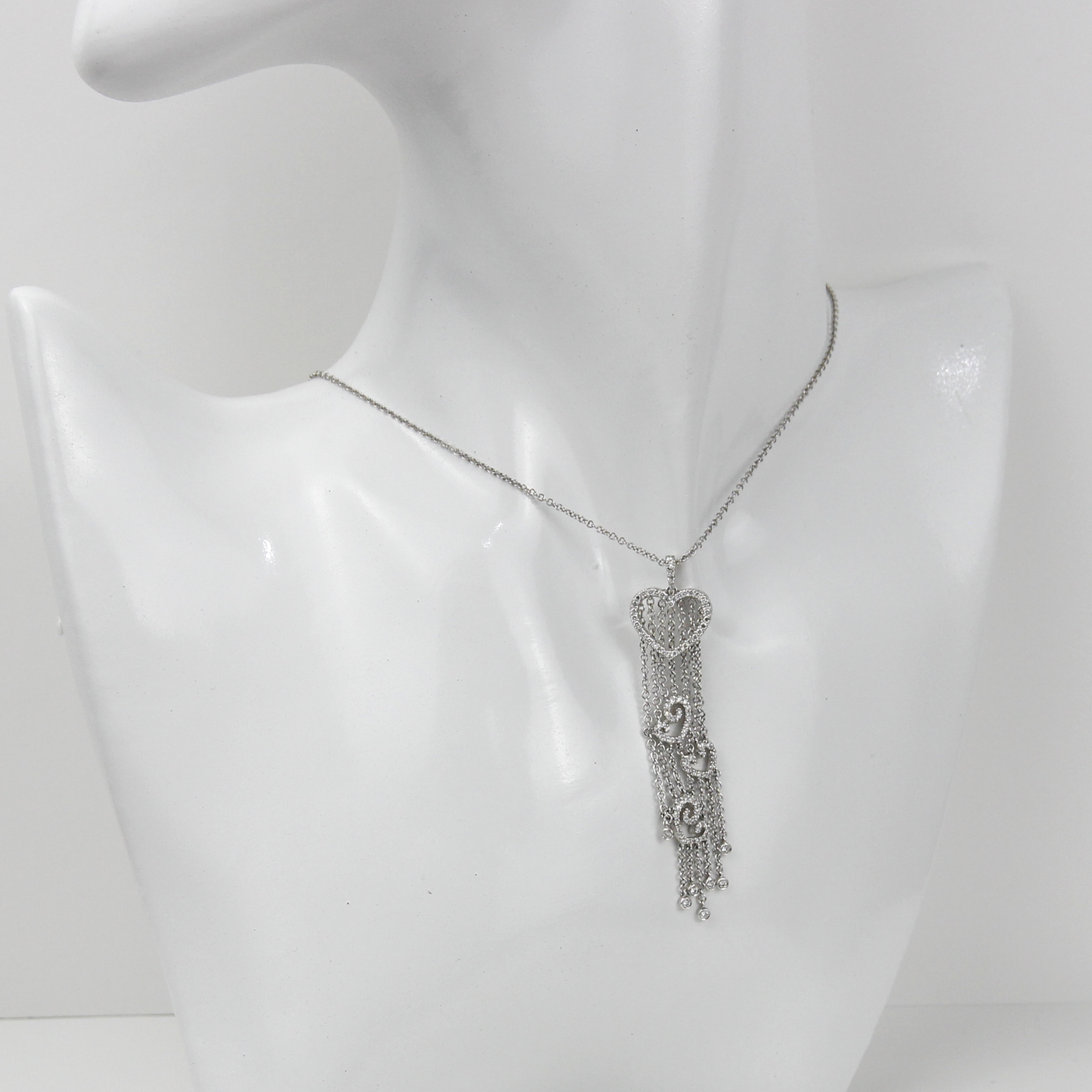 ECJ Collection 18K White Gold Diamond Heart Necklace