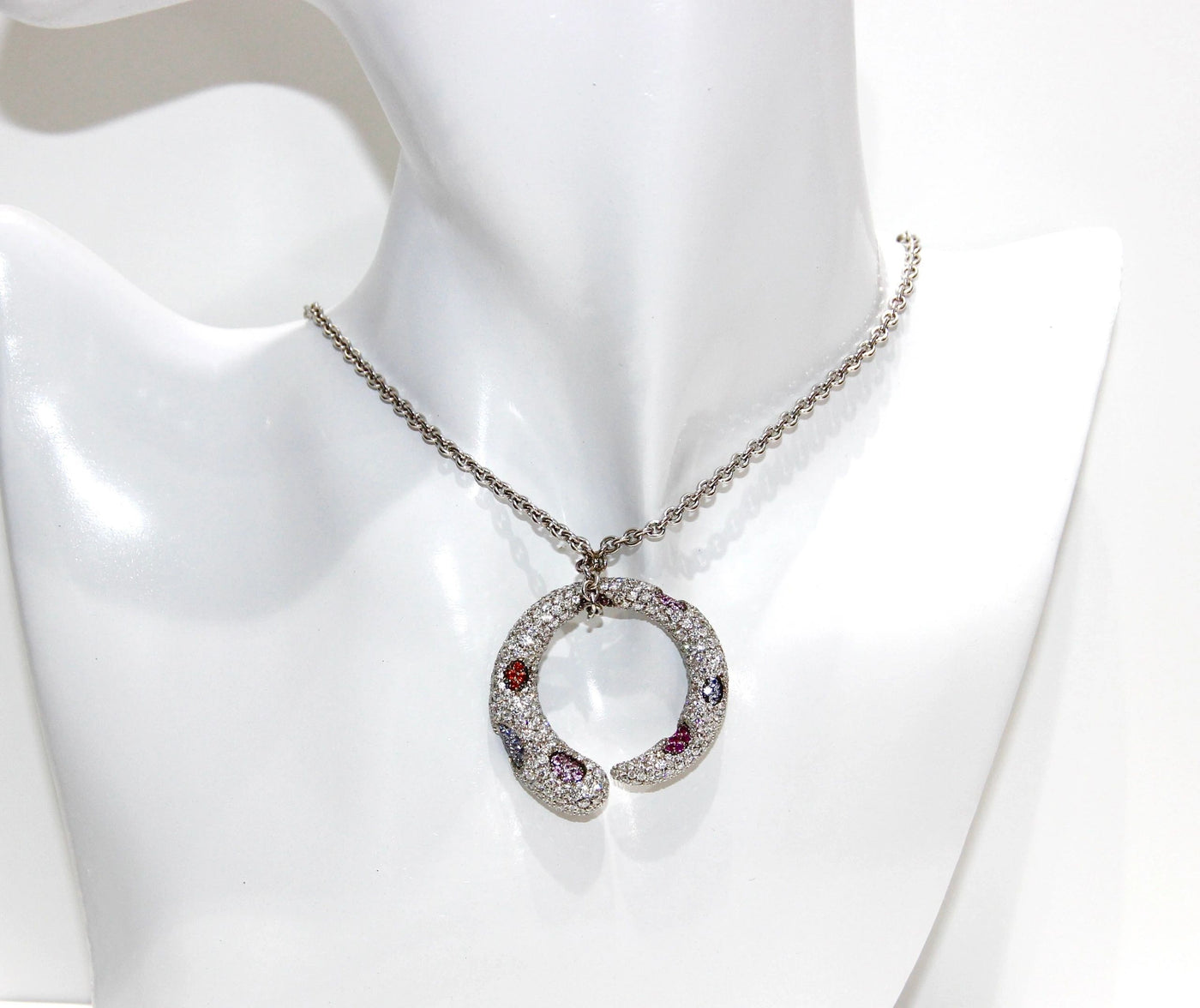 Valente Multi Color Pave Diamond And Sapphire Necklace