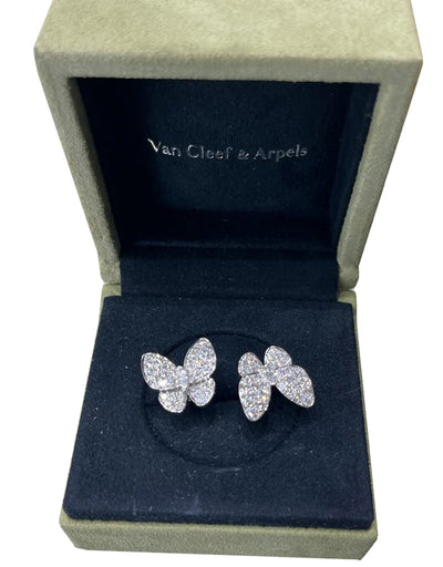 Van Cleef & Arpels 1.67ct Two Butterfly Between the Finger 18K White Gold Ring