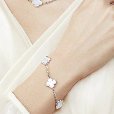 Van Cleef & Arpels 18K Gold Mother-of-pearl 5 Motifs Vintage Alhambra Bracelet