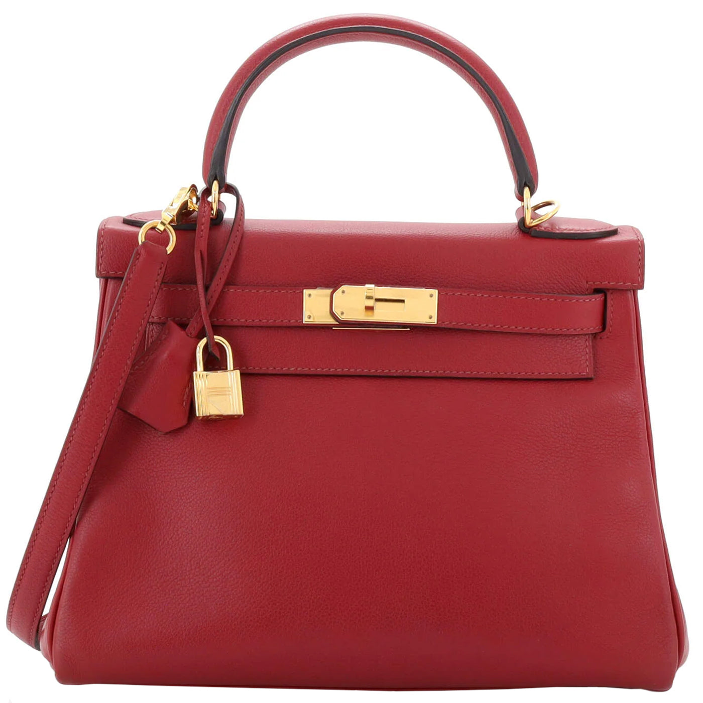 Hermes Kelly Handbag Leather Rouge Grenat Evercolor with Gold Hardware 28