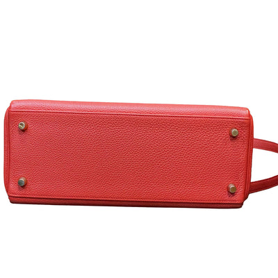 Hermes Kelly Handbag Leather Rouge Grenat Evercolor with Gold Hardware 28