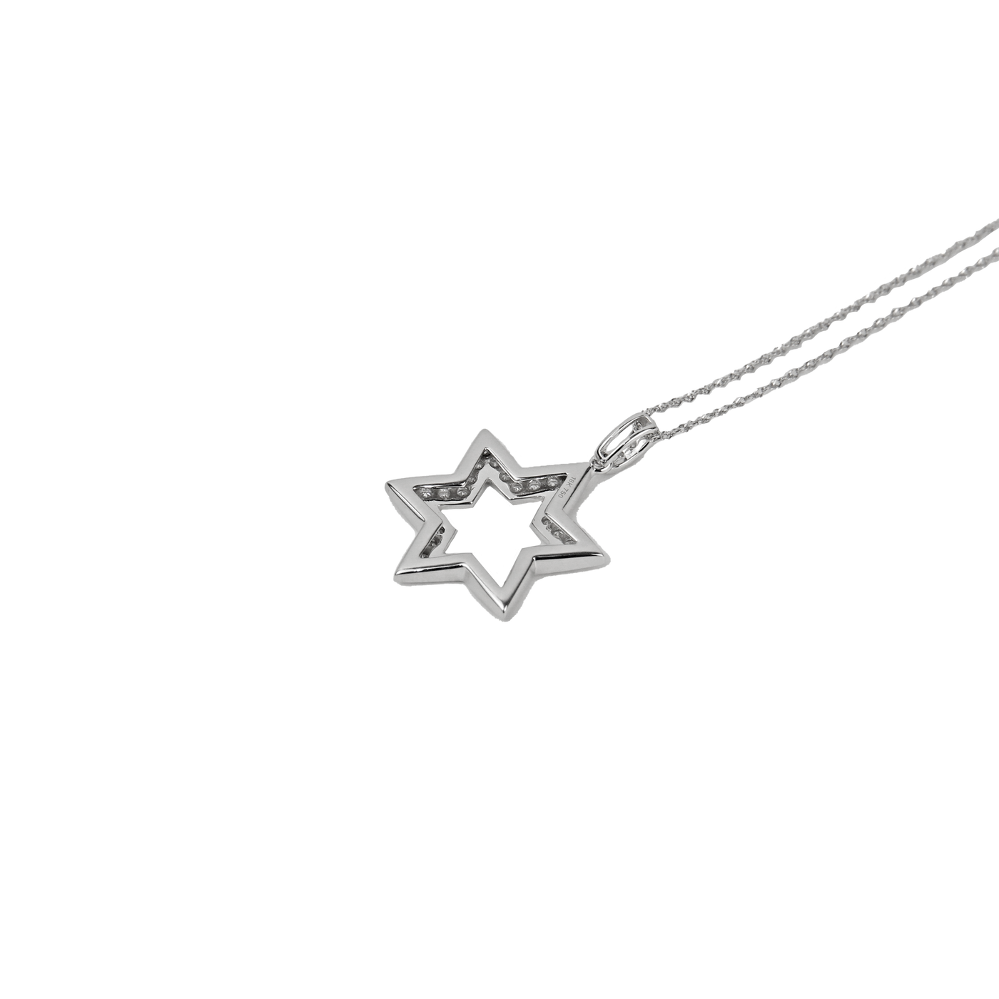 ECJ Collection Star of David 18K White Gold 0.8ctw Diamond Pendant Necklace