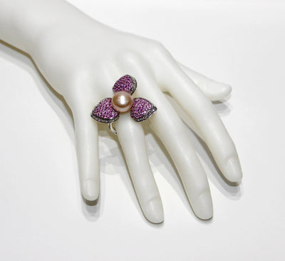 Stefan Hafner Sapphire And Diamond Flower Ring