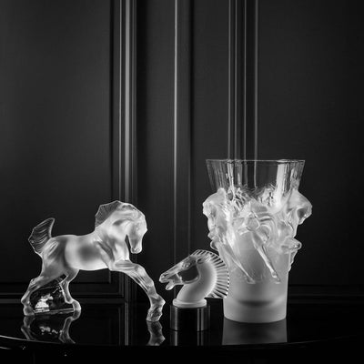 LALIQUE EQUUS VASE LIMITED EDITION OF 999 PIECES CLEAR CRYSTAL - ecjmiami