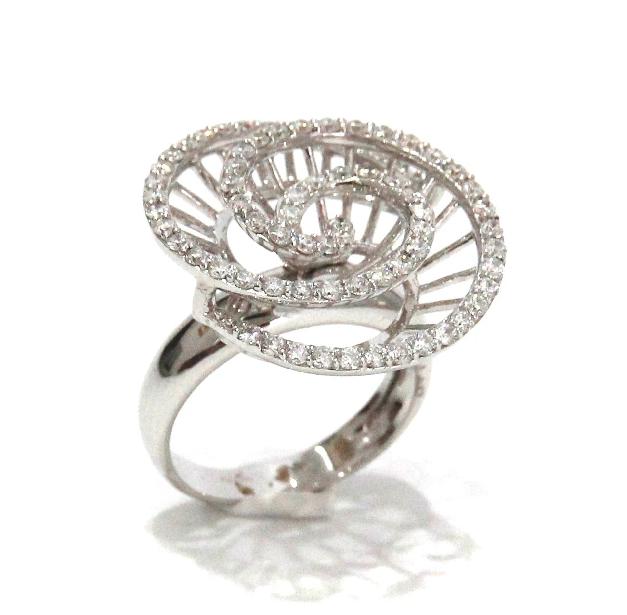 ECJ Collection 18K White Gold Swirl Diamond Ring