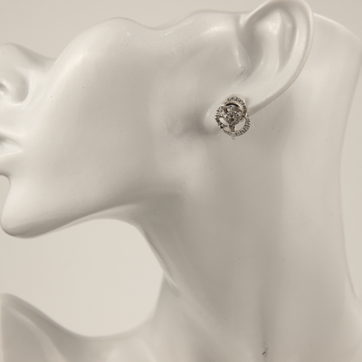 Damiani 18K White Gold Diamond Rose Earrings