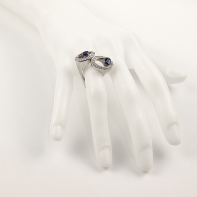 IO SI 18K White Gold 0.64 Diamond & Sapphire Ring