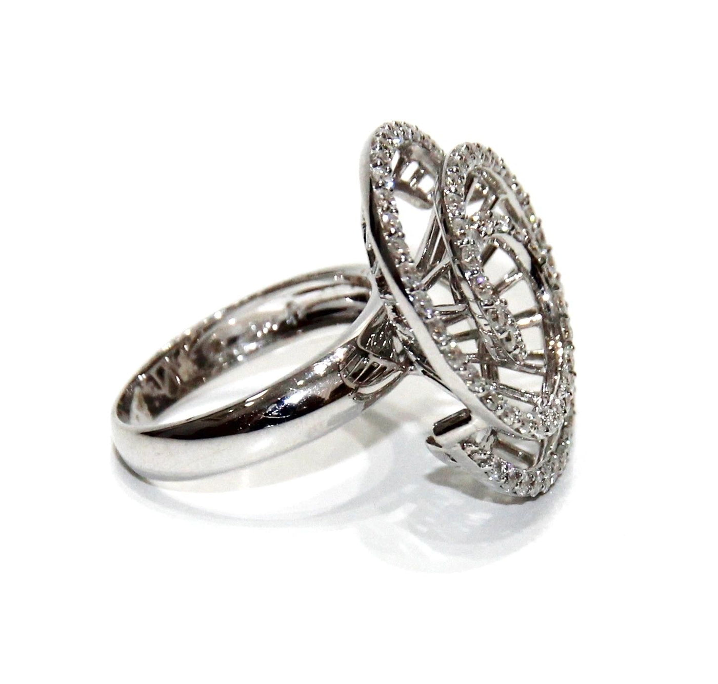 ECJ Collection 18K White Gold Swirl Diamond Ring