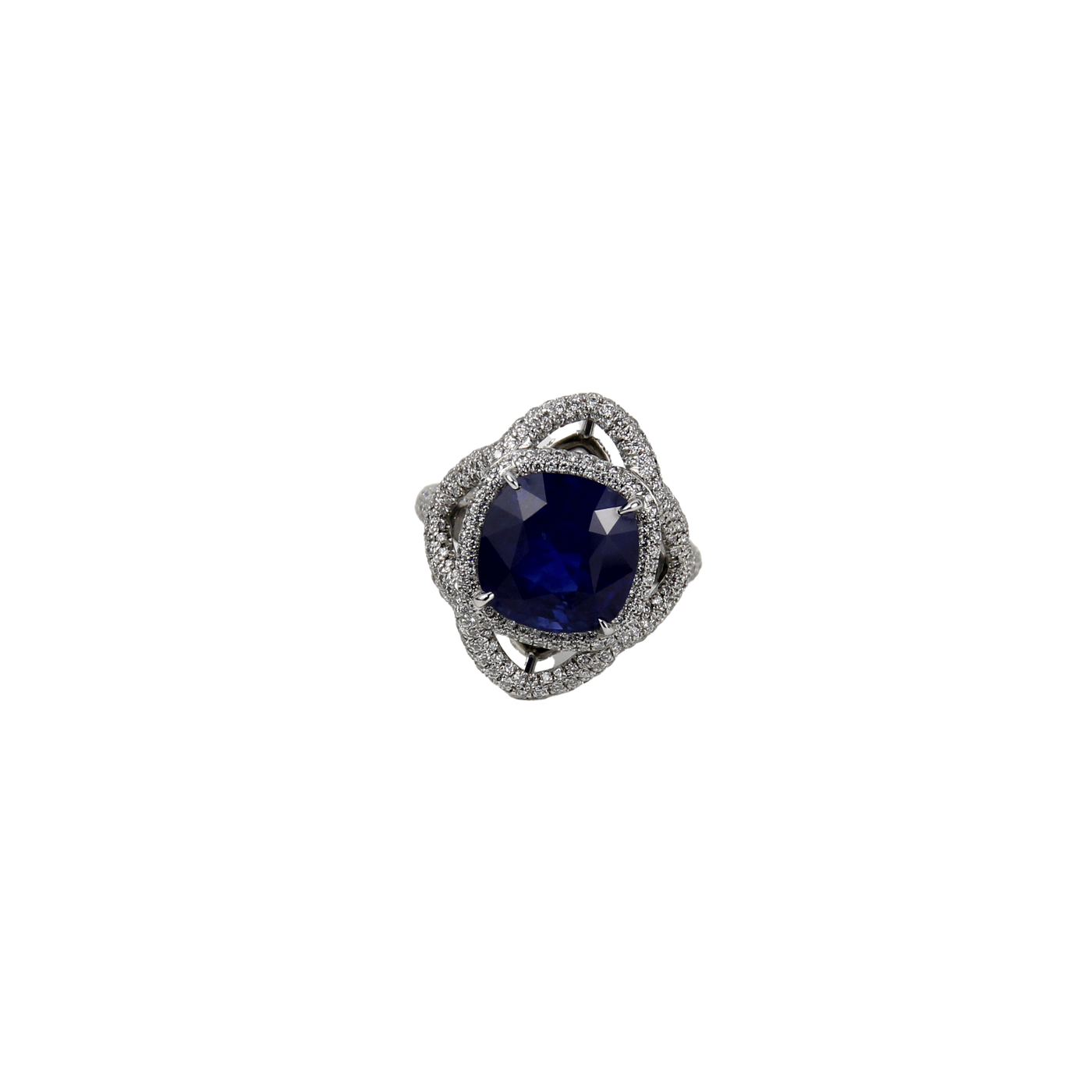ECJ Collection Platinum Blue Sapphire & Diamond Ring