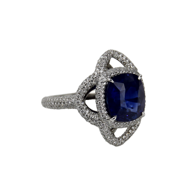 ECJ Collection Platinum Blue Sapphire & Diamond Ring