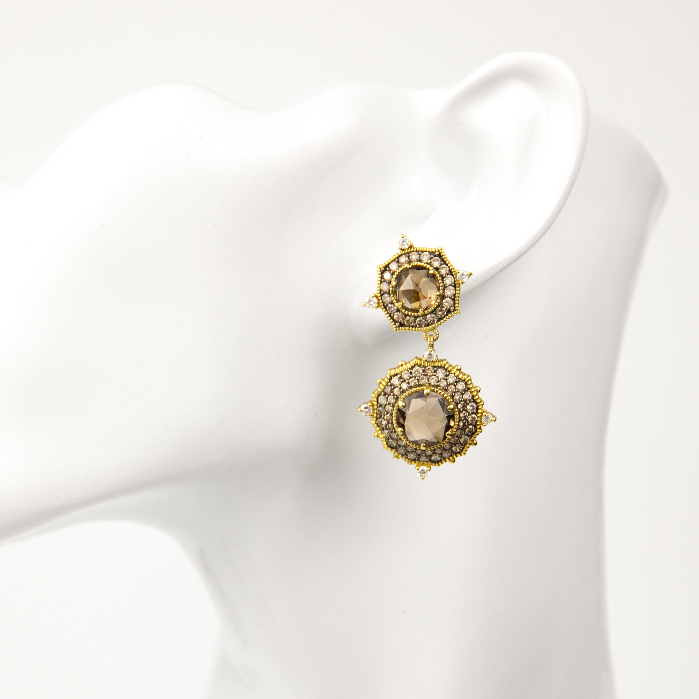 Judith Ripka 18K Yellow Gold Diamond & Quartz Earrings