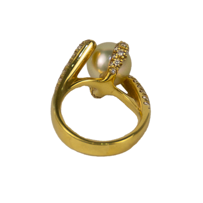 Stefan Hafner 18K Yellow Gold 0.81ctw Diamond & Pearl Ring