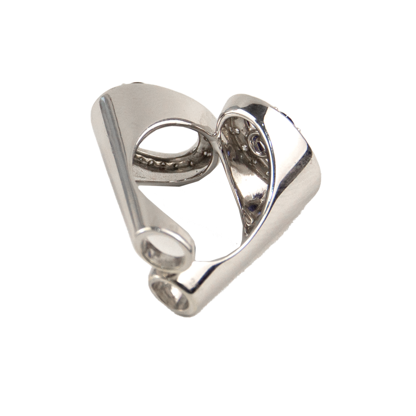 IO SI 18K White Gold 0.64 Diamond & Sapphire Ring