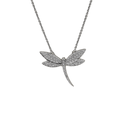 ECJ Collection 18K White Gold 0.57ctw Diamond "Dragon Fly" Pendant Necklace