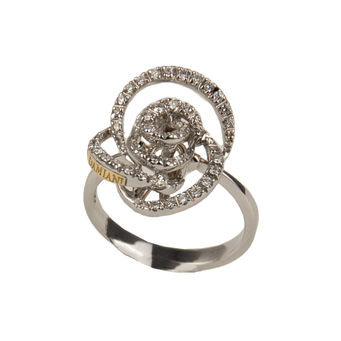 Damiani 18K White Gold Diamond Rose Ring