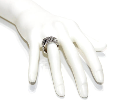 ECJ Collection 18K White Gold Diamond Pattern Ring