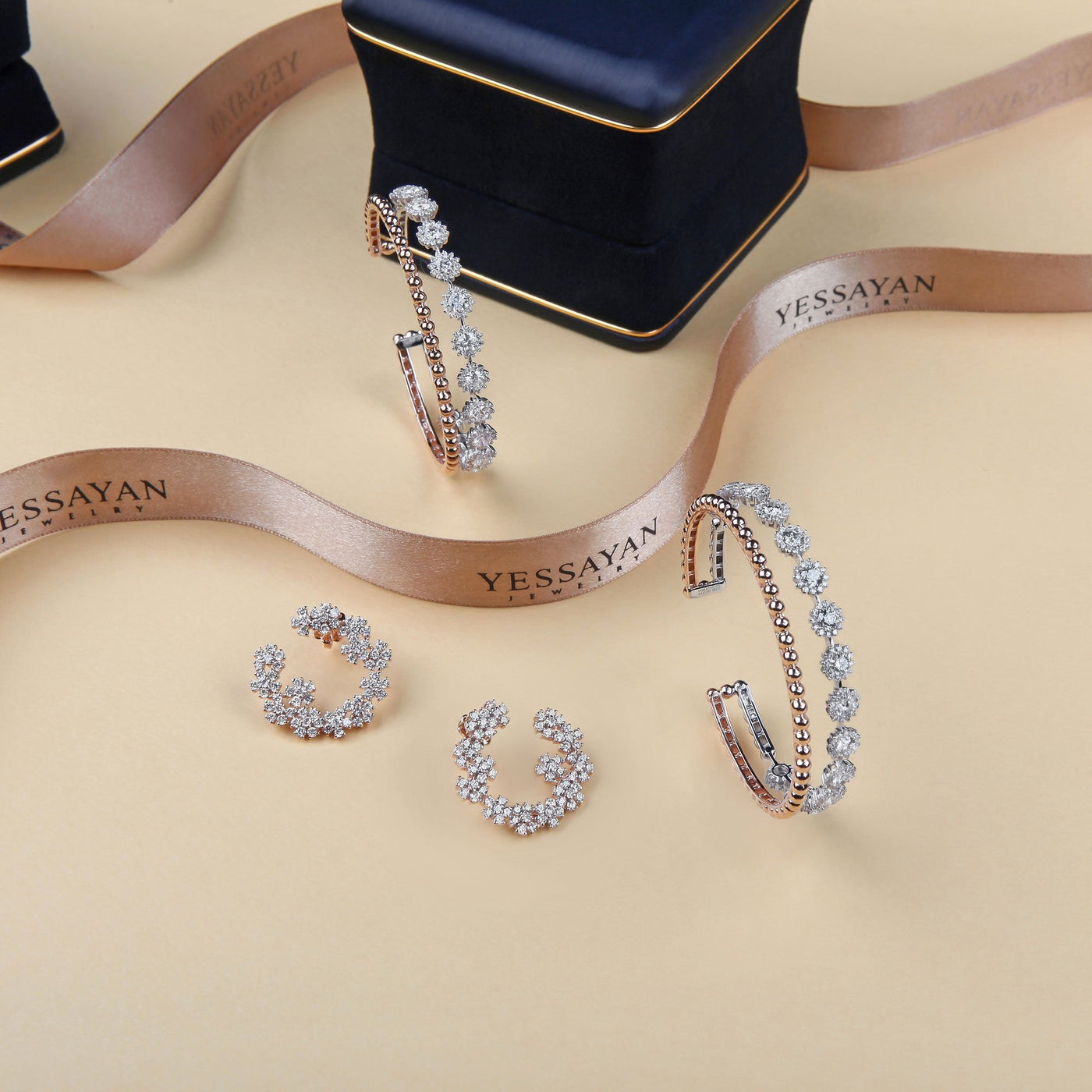 Flower Setting Diamond Hoops | Order earrings online