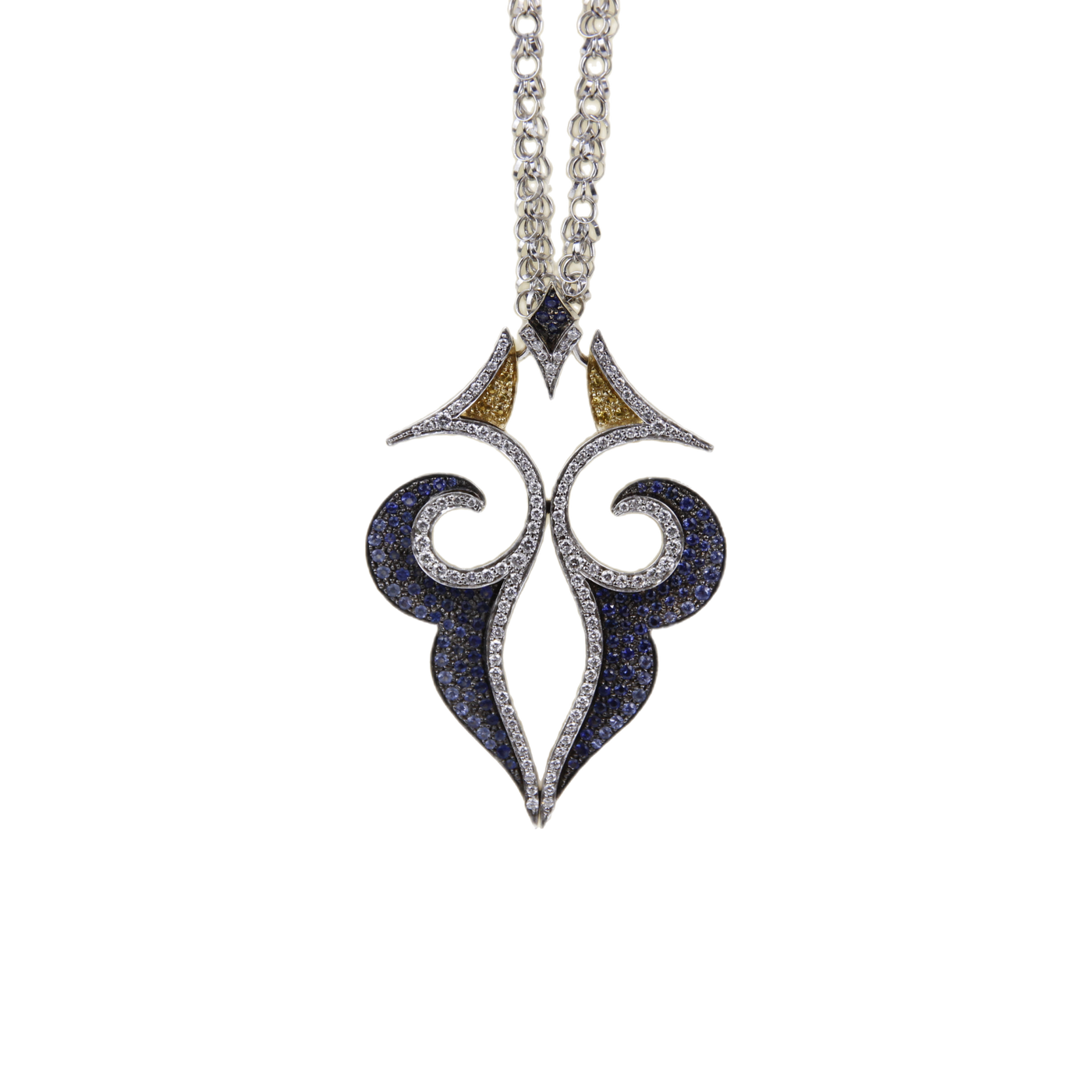Stefan Hafner 18K White Gold Diamond & Sapphire Necklace