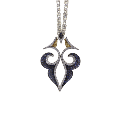 Stefan Hafner 18K White Gold Diamond & Sapphire Necklace
