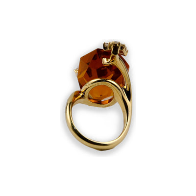 Porrati 18K Yellow Gold Diamond & Yellow Citrine Ring