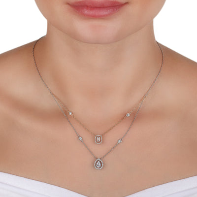 Two-Tone Layer Mixed Cut Diamond Necklace | Diamond Jewellery Necklace