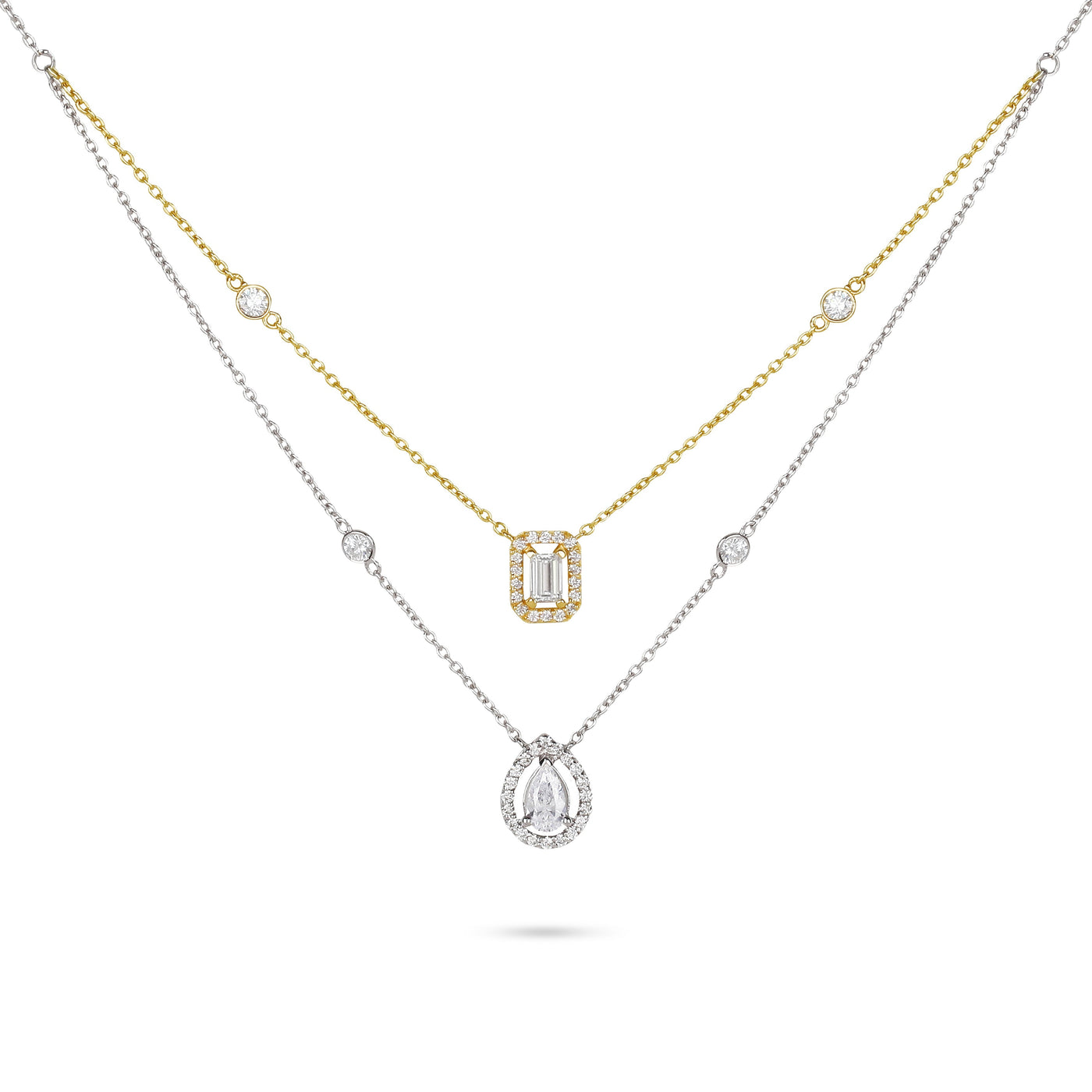 Yessayan 18K White&Yellow Gold Layer Mixed Cut Diamond Necklace