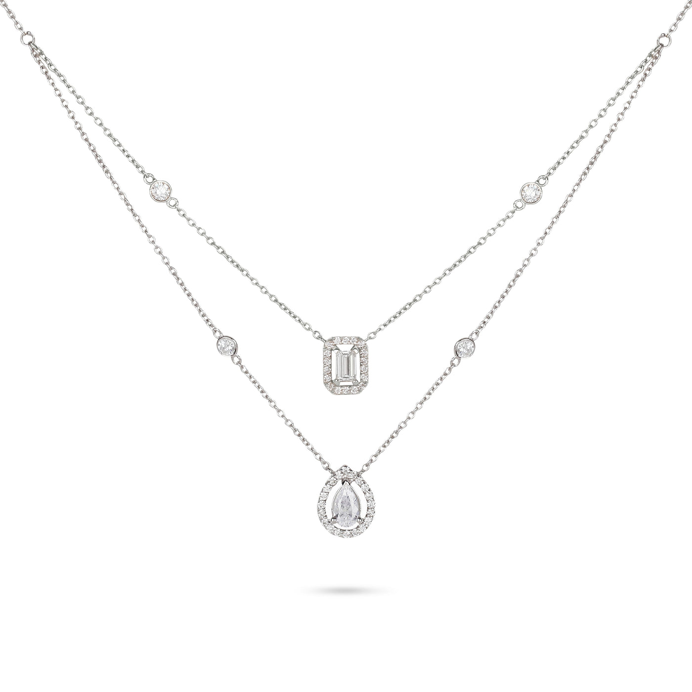 Yessayan 18K White Gold Layer Mixed Cut Diamond Necklace