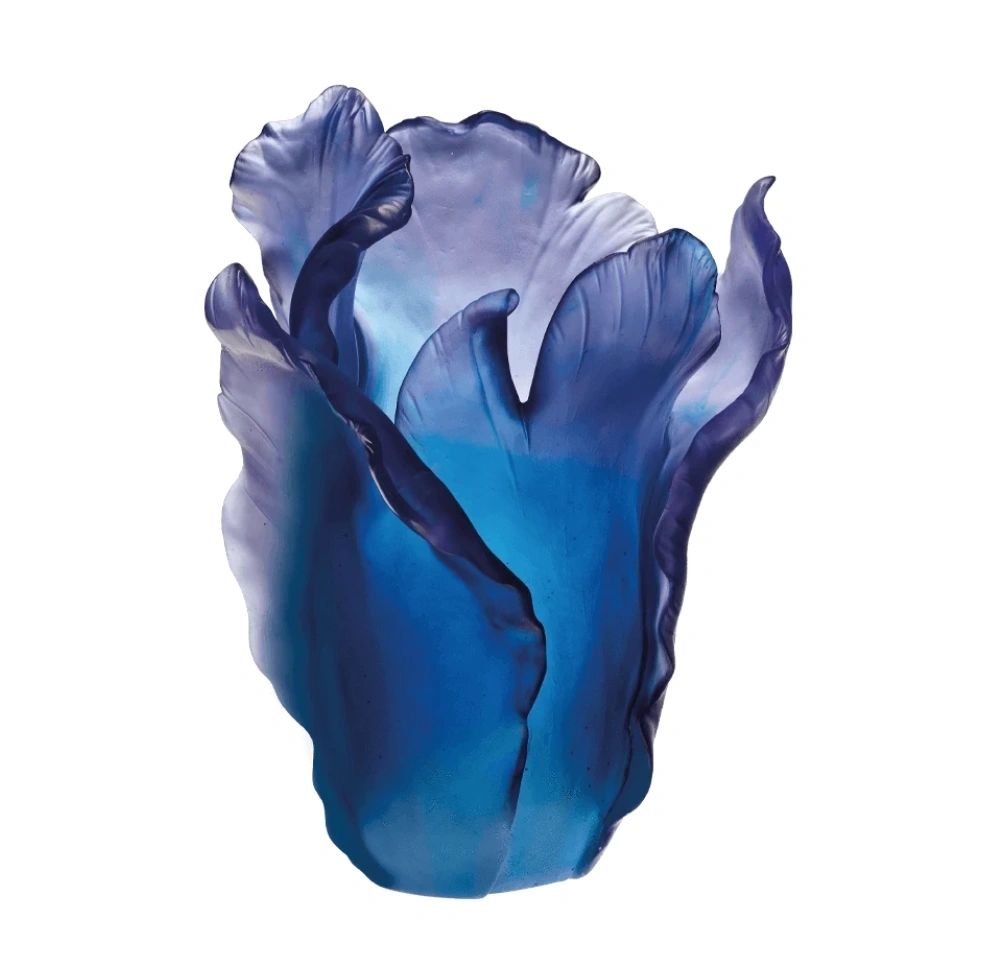 Daum Tulip Vase in Blue - ecjmiami
