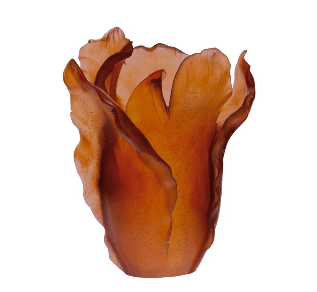 Daum Tulip Vase in Dark Amber 99 ex - ecjmiami