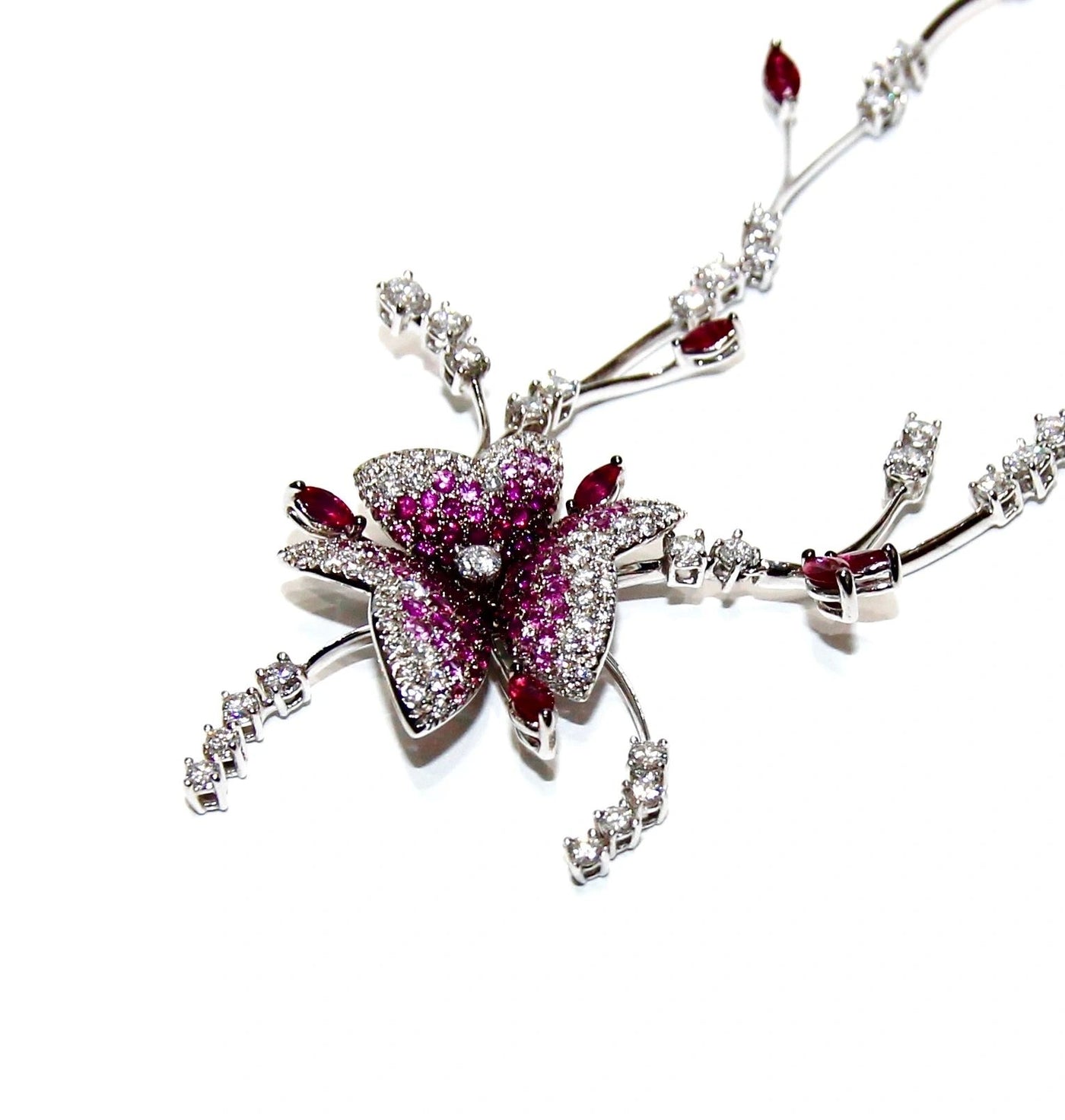 Stefan Hafner 18K White Gold Ruby, Sapphire, And Diamond Necklace
