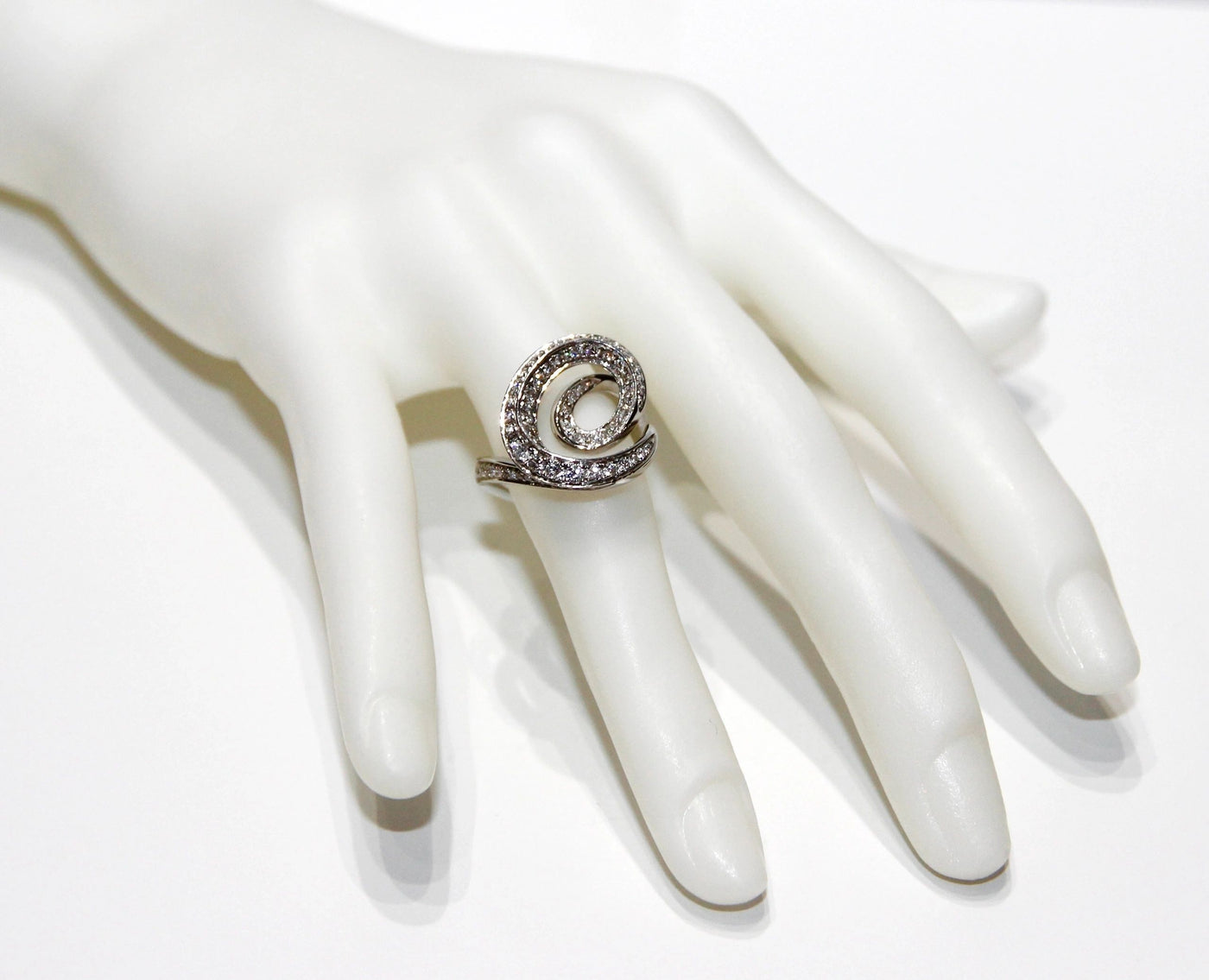 Stefan Hafner 18K White Gold E-Shaped Diamond Ring