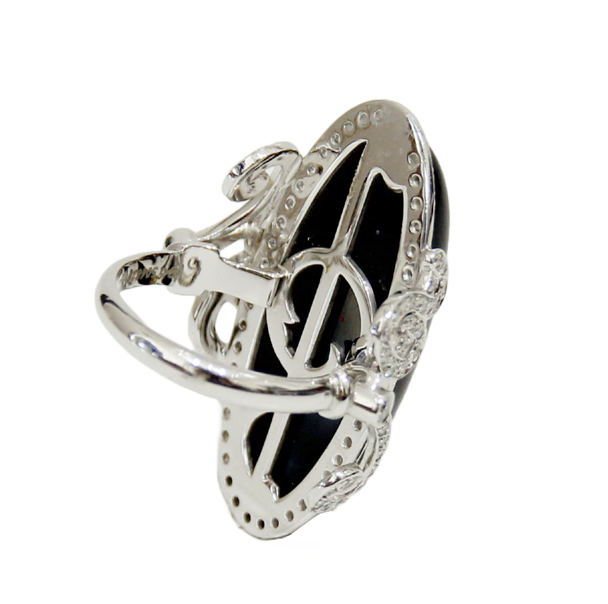 Carrera Y Carrera 18K White Gold and Onyx Diamond Ring