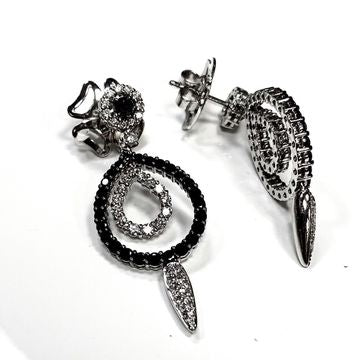 Leo Pizzo 18KT White Gold Black & White Diamond Earrings - ecjmiami