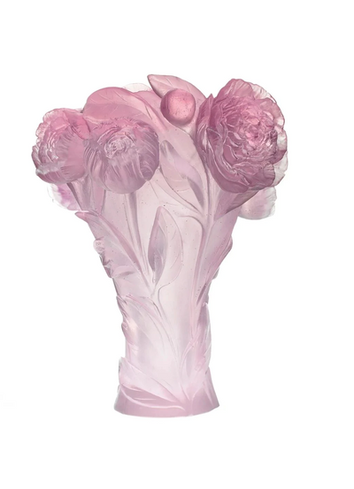 Daum Vase Peony in Pink