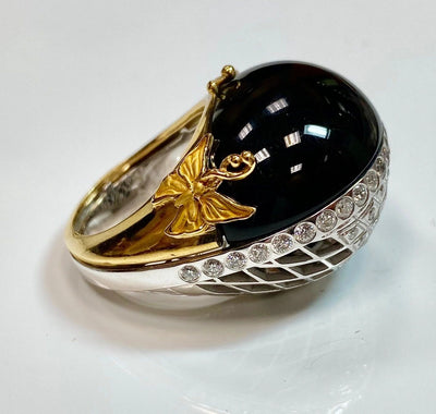 CARRERA Y CARRERA Ring 18kt Yellow and White Gold Black Onyx and Diamonds