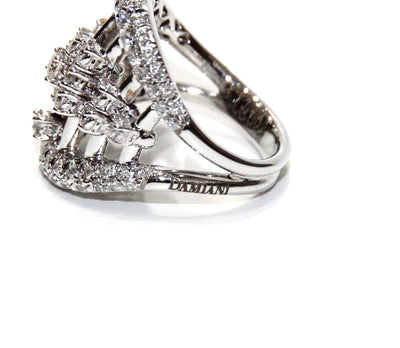 Damiani 18K White Gold Abacus Diamond Ring