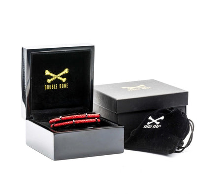 Double Bone Red Stingray Bracelet With Black Beads (Unisex)