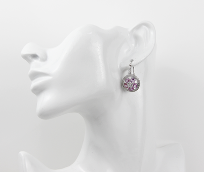 ECJ Collection 18K White Gold Diamond & Sapphire Flower Earrings