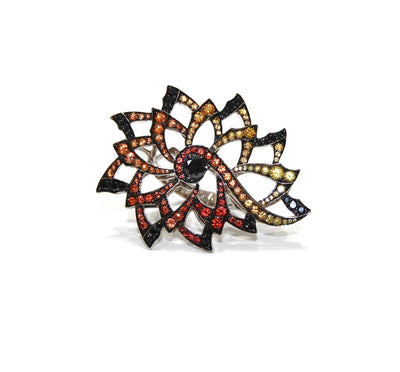 Stephen Webster 18K White Gold Magnipheasant Multi Color Black Diamond And Sapphire Ring
