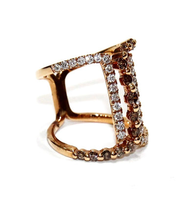 ECJ Collection 18K Rose Gold Brown And White Diamond Ring