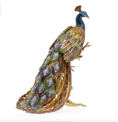 Jay Strongwater Peabody - Grand Peacock On Branch - ecjmiami