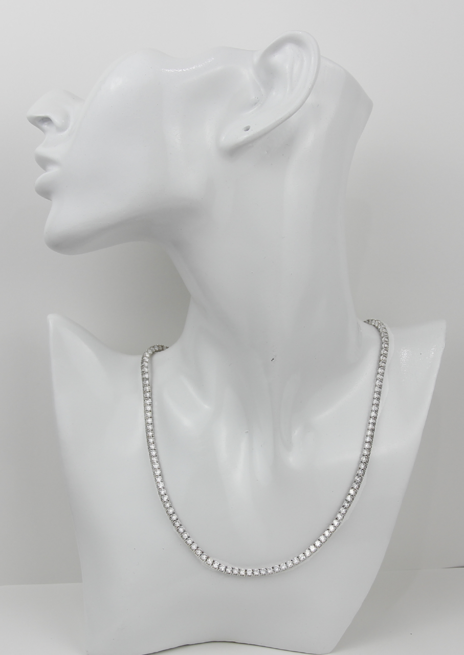 ECJ Collection 18K White Gold 15.89ctw Diamond Tennis Necklace