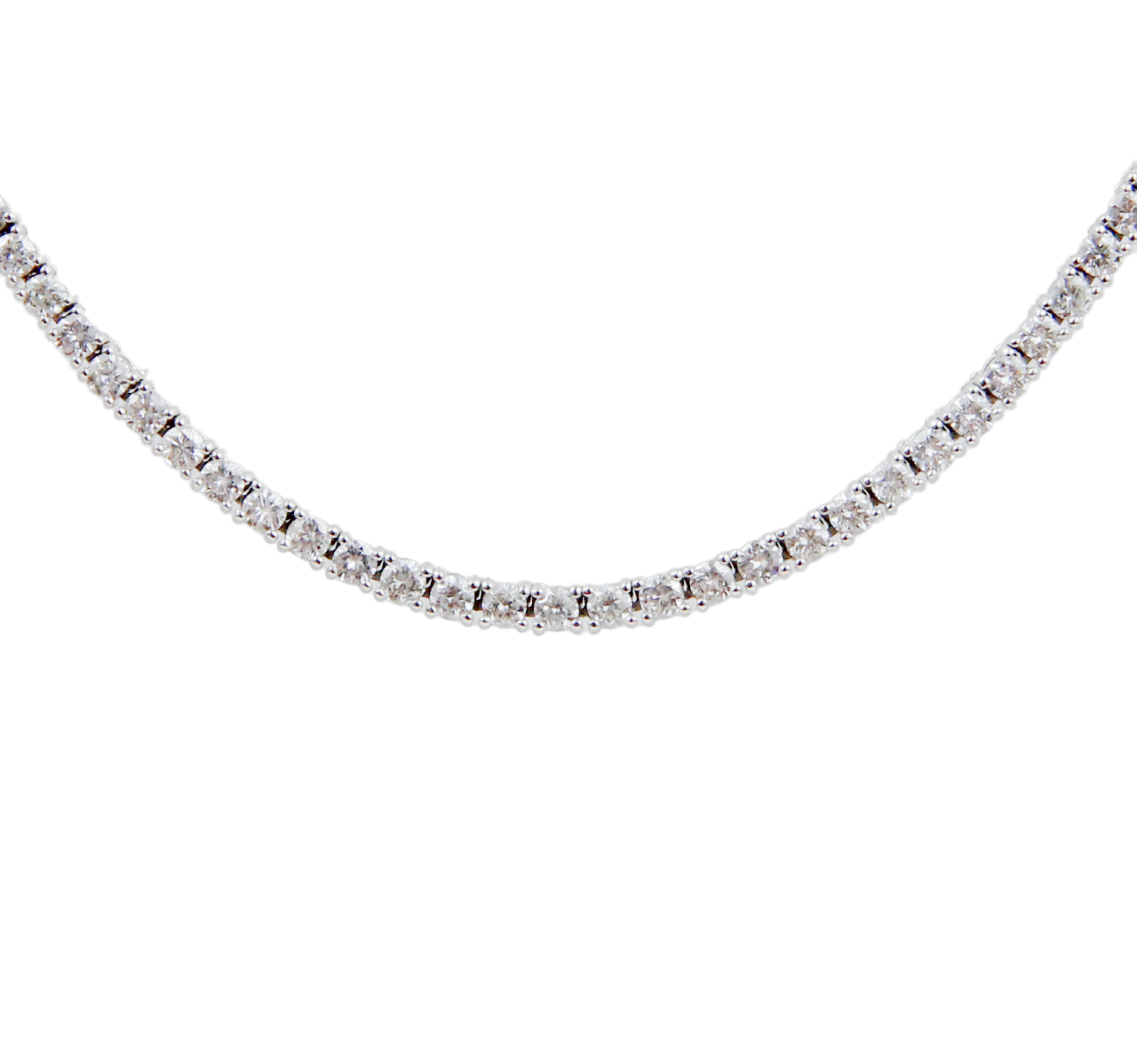 ECJ Collection 18K White Gold 7.08ctw Diamond Tennis Necklace