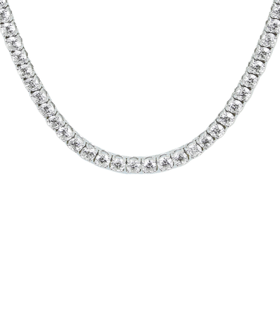 ECJ Collection 18K White Gold 37.98ctw Diamond Tennis Necklace