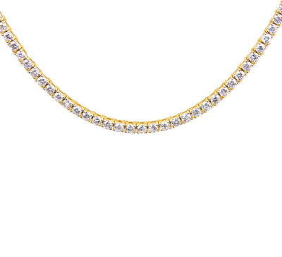 ECJ Collection 18K Yellow Gold 7.08ctw Diamond Tennis Necklace