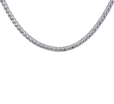 ECJ Collection 18K White Gold 9.90ctw Diamond Tennis Necklace